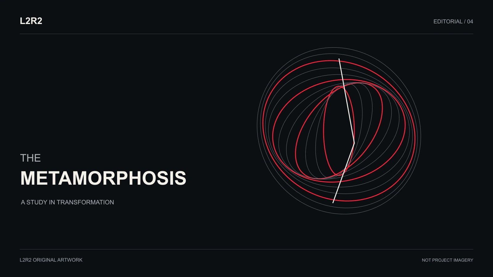 The Metamorphosis — original L2R2 editorial illustration, not project imagery